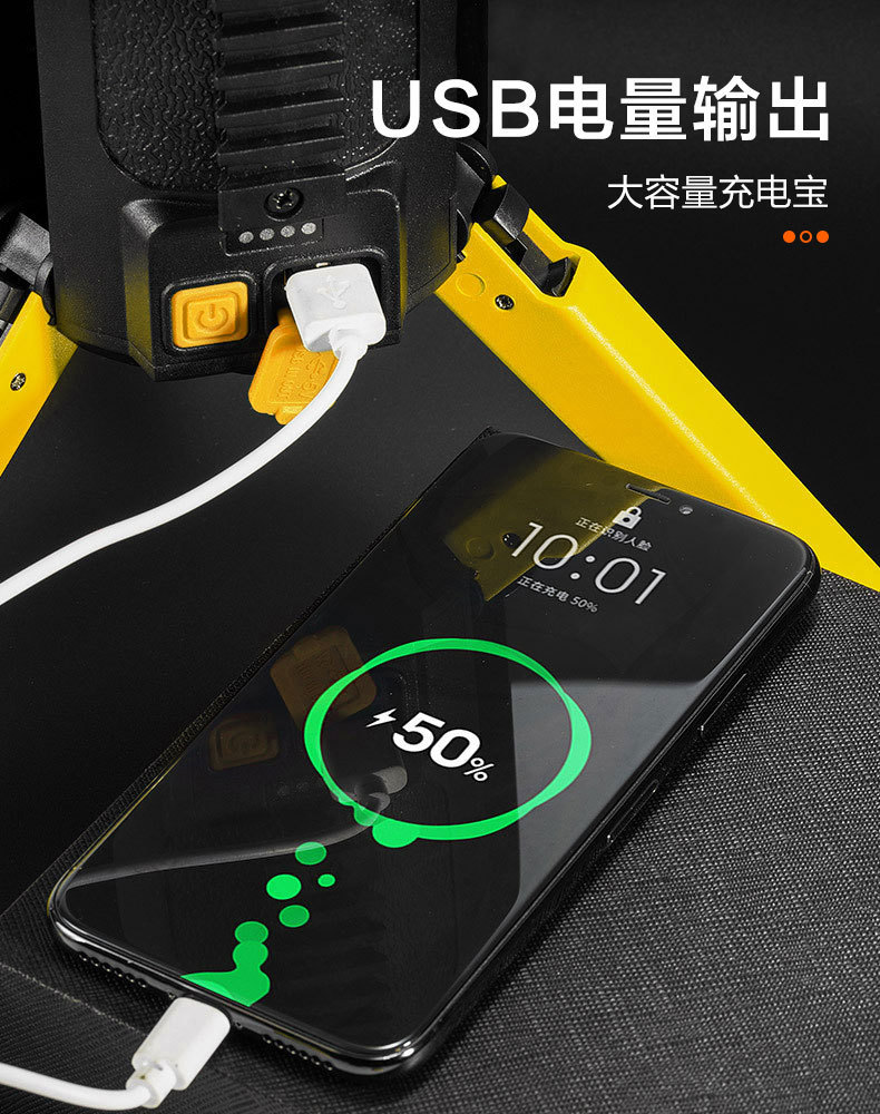 The new cross-border TYPE-C high-intensity portable searchlight, multi-functional with a stand, foldable work light and portable lamp pic 7