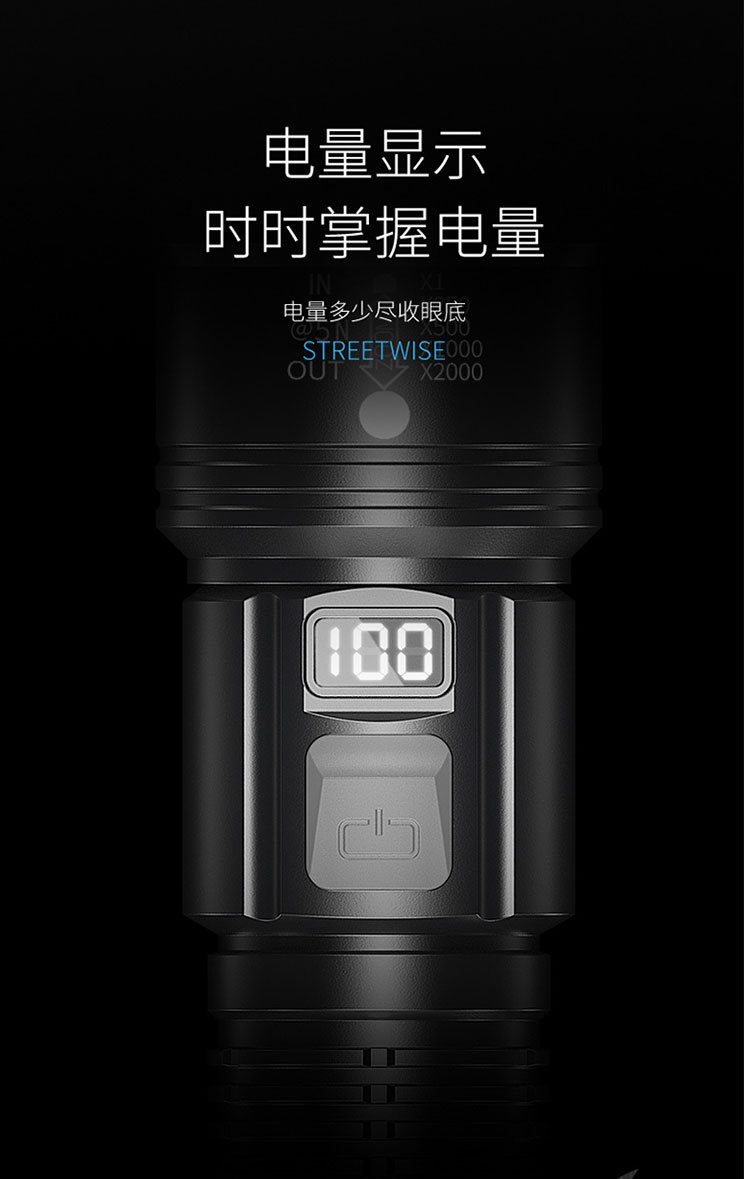 爆亮多功能强光定焦手电筒LED户外USB充电家用便携18650手电详情9