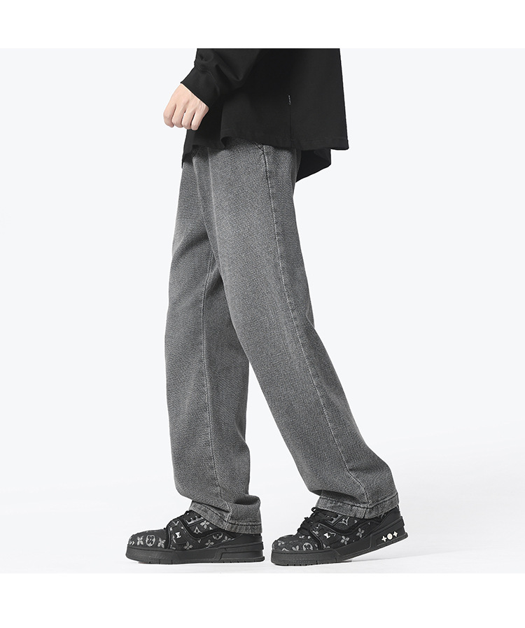Retro and nostalgic, lightly washed, straight-leg, loose, irregular pants, loose cotton casual long pants, jeans for men pic 22