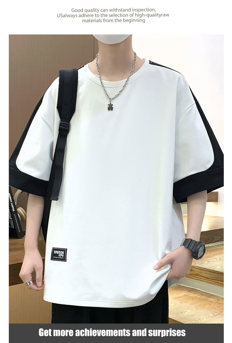 A large-sized short-sleeved T-shirt for men, a new summer 2024 half-sleeved base layer, is a trendy outfit for men on Instagram pic 18