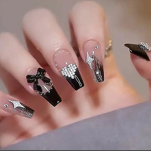 Wearable nail art pieces, artificial nail products, detachable, simple lemon ice transparent, popular online style Douyin nail art hair replacement pic 12
