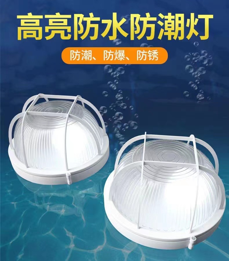 led防潮灯游泳馆浴室仓库冷库灯压铸外壳E27螺口吸顶椭圆三防灯详情3