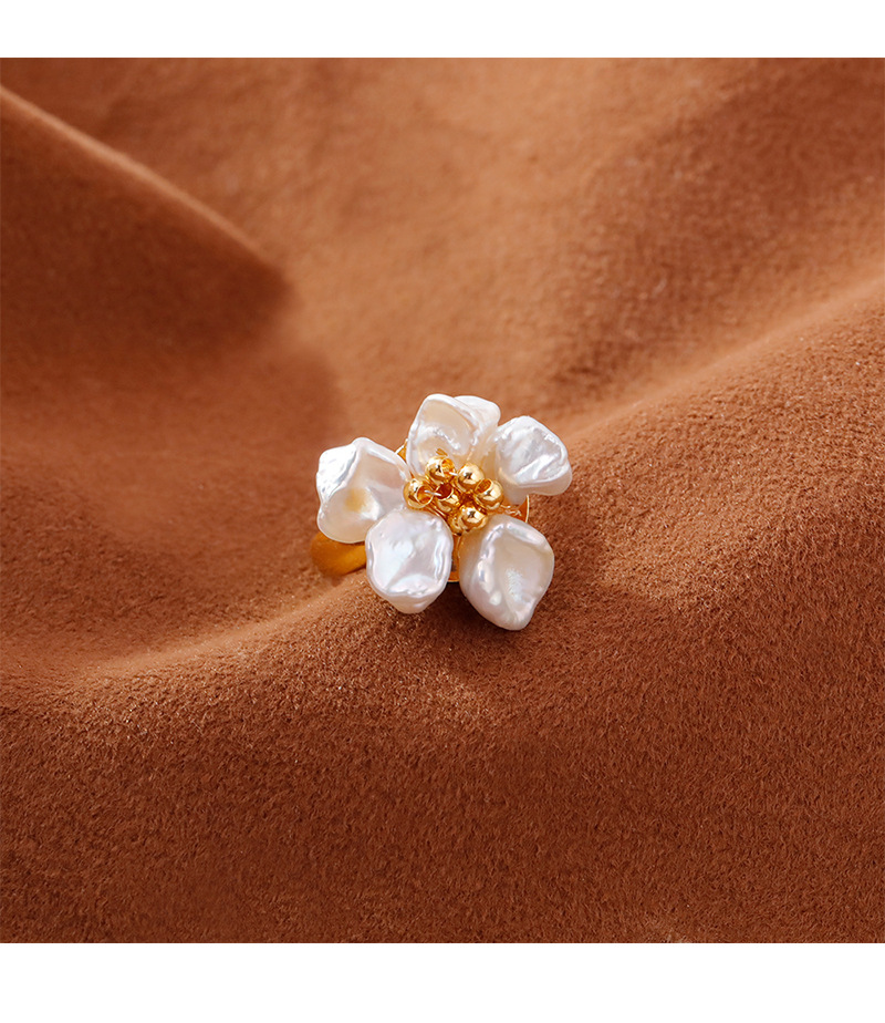 Hyacinth barroco perla de agua dulce pétalos de anillo elegante personalidad temperamento alto sentido anillo 2025 burst estilo abierto anillo pic 8