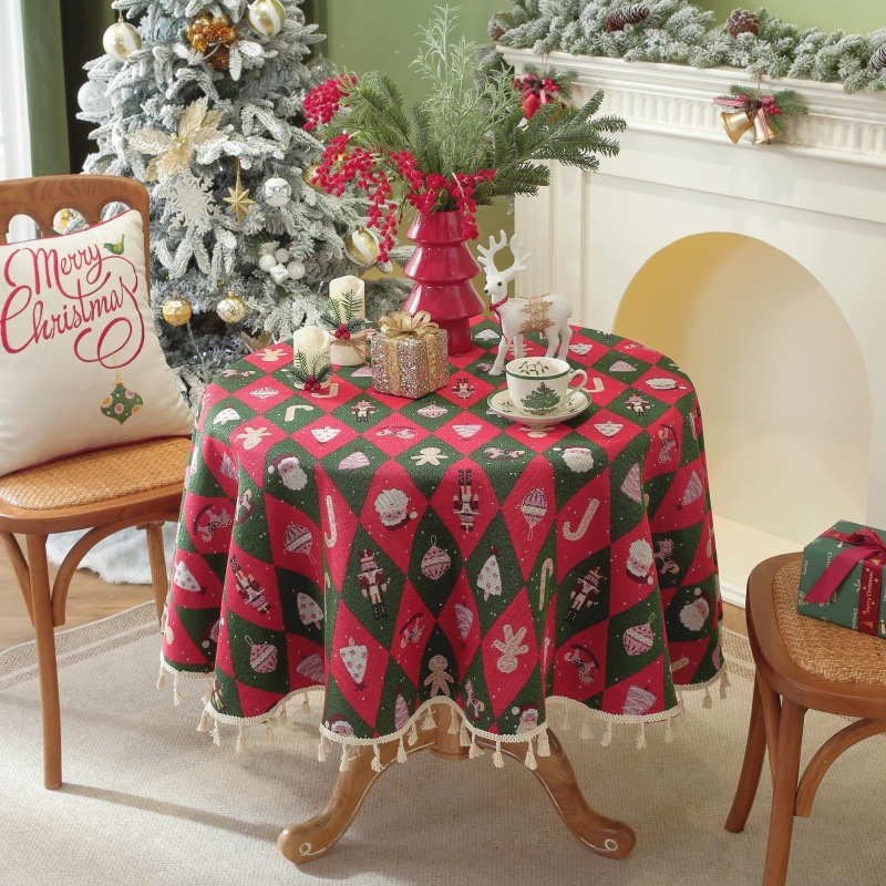 乐轩秀红色新年圣诞节桌布提花加厚轻奢高级氛围感长方形餐桌台布详情12