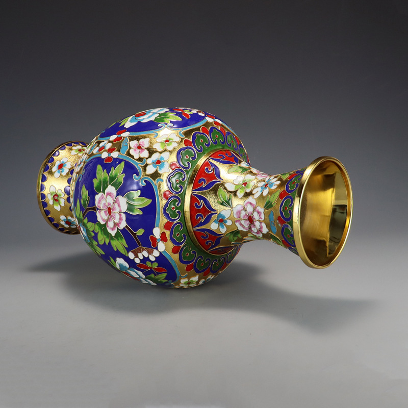 Beijing Jingtai Blue Vase Ornament, craft gift, cloisonne enamel filigree silver blue Flower blooming, auspicious Zhou Ware Lei Vase pic 31