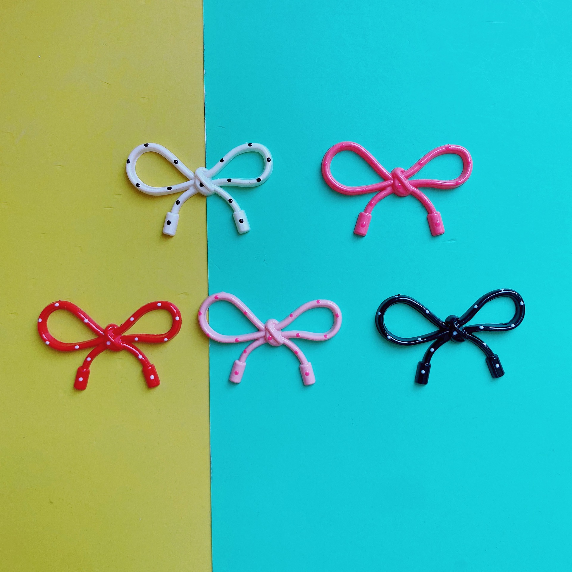 Polka dot hollowed-out bow five-pointed star accessories, diy phone case decoration, crocs, headwear, wholesale bags pic 1