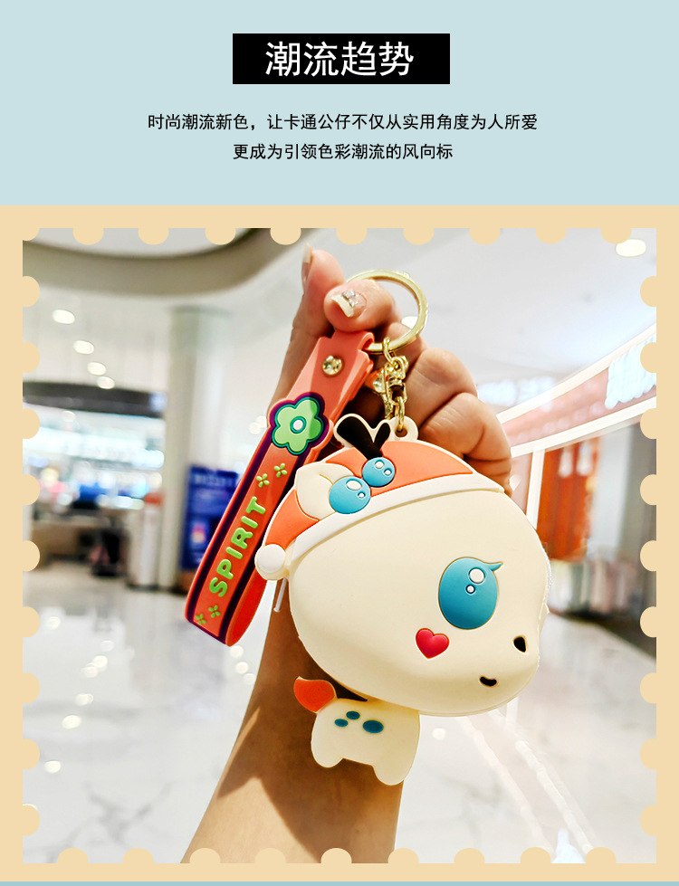 硅胶迷你圣诞鹿零钱包钥匙扣可爱男女生随身收纳包书包配饰实用品详情6