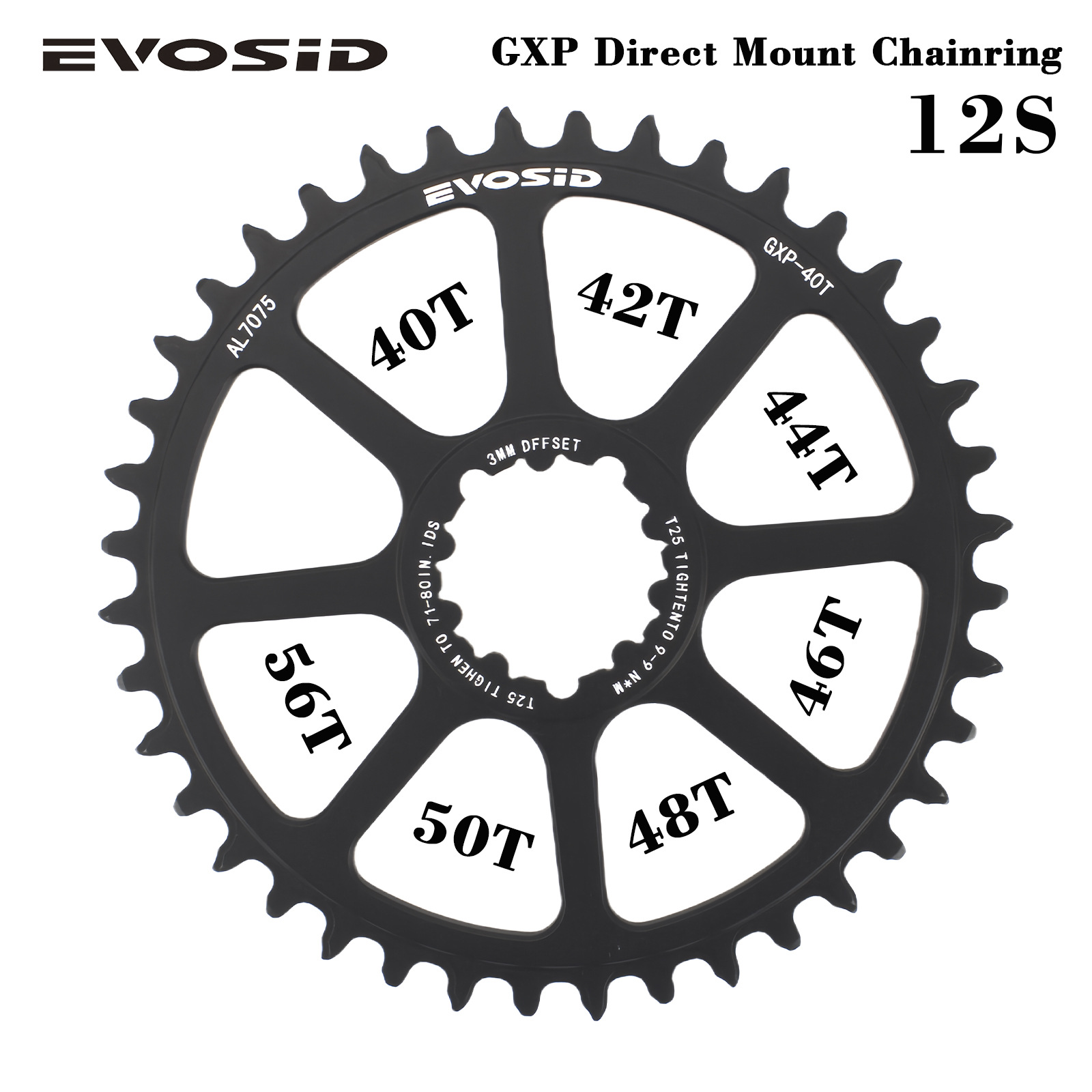 Cross-border road bike chainring 12s hollow integrated direct installation single chainring 40/42T/46/48/50T folding bike chainring pic 1