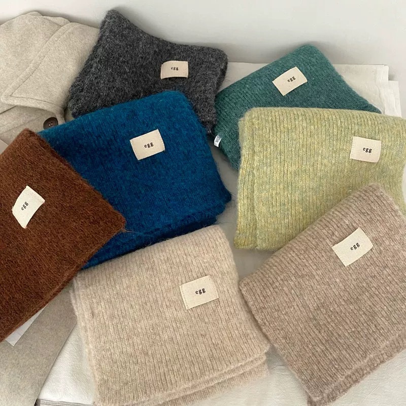 Soft and fluffy egg wool and yarn scarf for women, winter soft and glutinous knitted warm and thick ins student scarf manufacturer pic 2