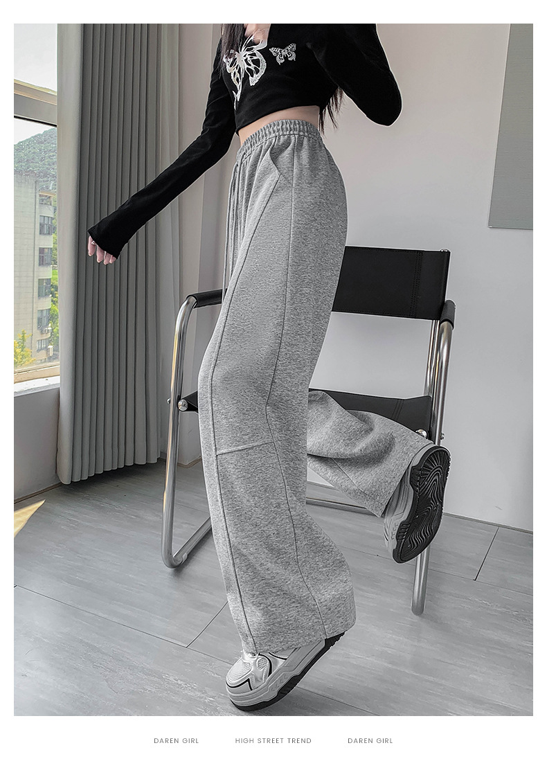 美式弯刀阔腿裤女春秋2025新款高腰宽松直筒运动休闲香蕉卫裤详情16