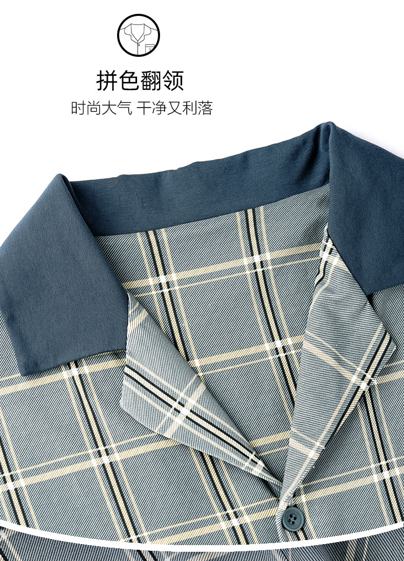 夏季睡衣男士纯棉薄款短袖长裤全棉宽松加大码青年家居服套装男款详情7