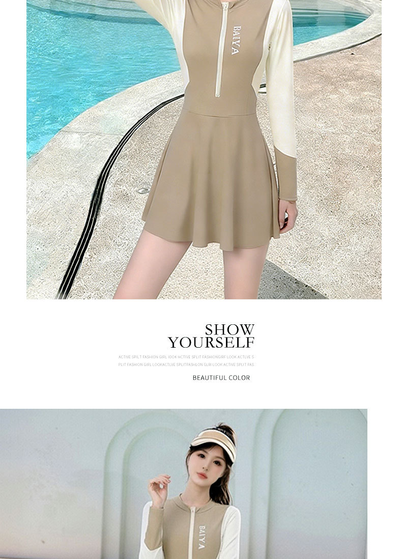 泳衣女款连体长袖独立长裤两件套装运动休闲全身防晒显瘦泳装批发125160详情12