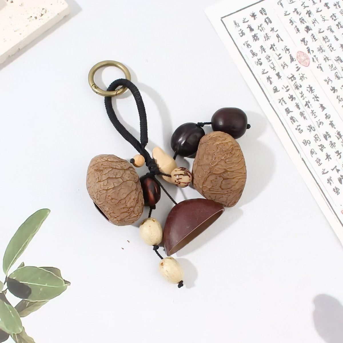 Fruit shell bell, hand-cranked bell, wind chime bag, handcrafted sound beam, bell pendant, wholesale from Indonesian black fruit shell factory pic 9