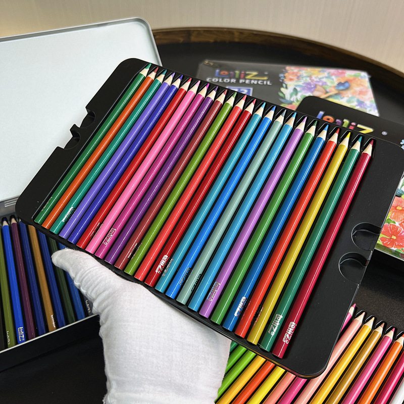 跨境外贸素描油性彩铅绘画美术彩色铅笔50/72色铁盒装画笔彩笔套详情16