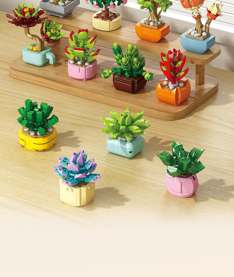 Succulent small particle building blocks compatible with Lego assembly building blocks, flower plant potted plant ornaments, gift for girls pic 32