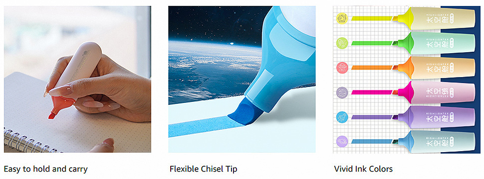 太空舱软头系列荧光笔高颜值解压标注记号笔学生重点标记笔手账笔详情2