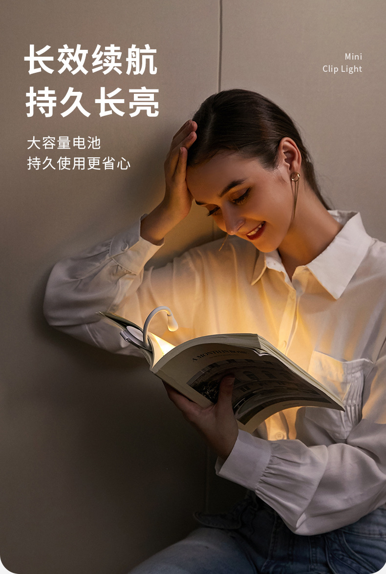 New cross-border mini desk lamp with usb charging, portable stand and clip for dual use, LED night light for reading, creative gift pic 8
