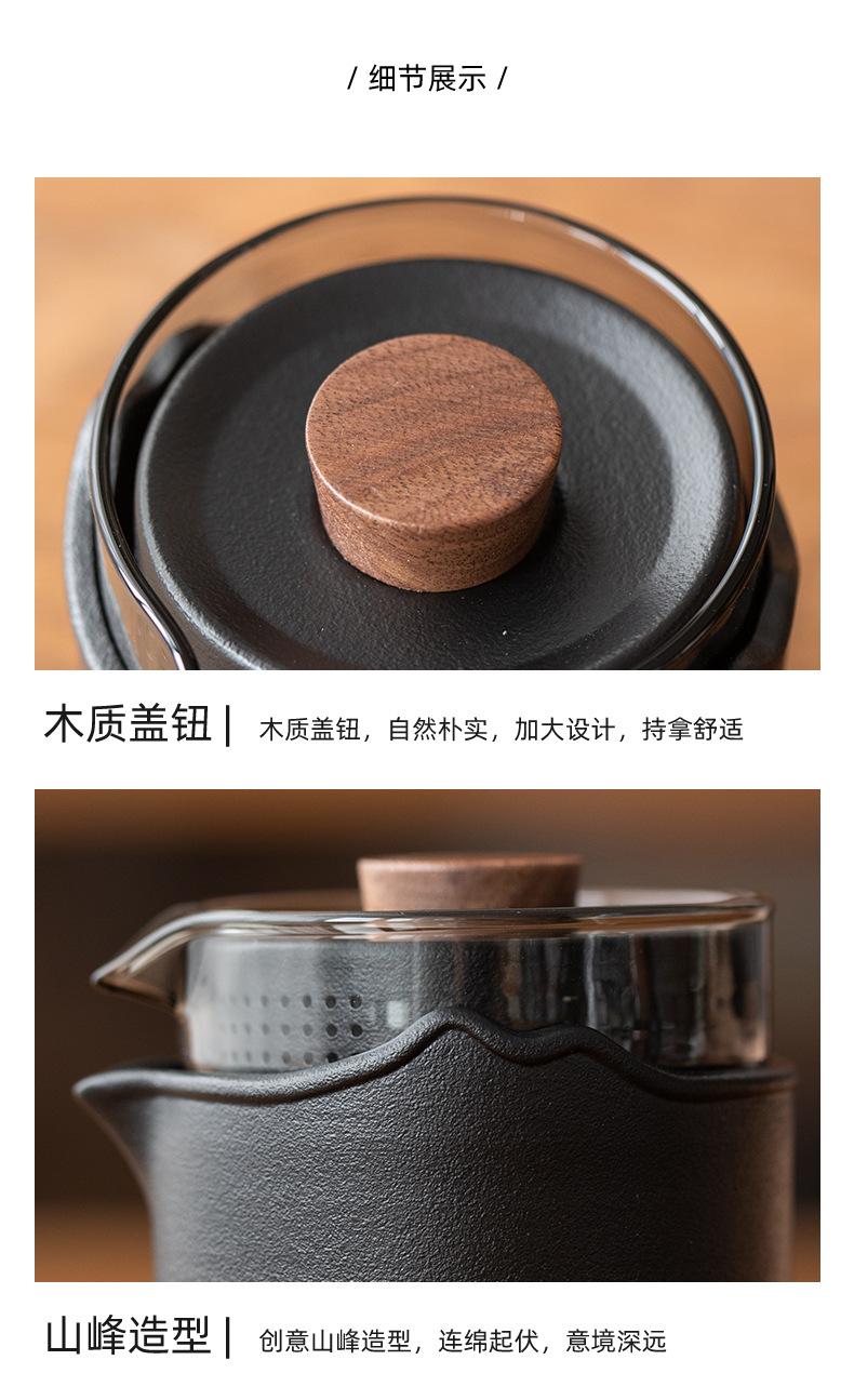 Travel tea set, Quick Guest cup, portable outdoor travel ceramic tea cup, one pot with three cups, festival souvenir pic 8