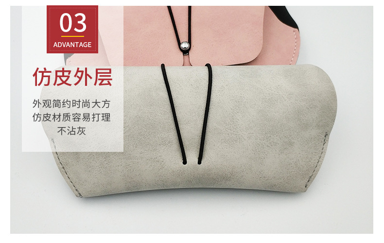Fashionable buckle strap sunglasses case, faux leather flocked lining, eyeglass bag, eyeglass case box wholesale available with logo printing pic 5
