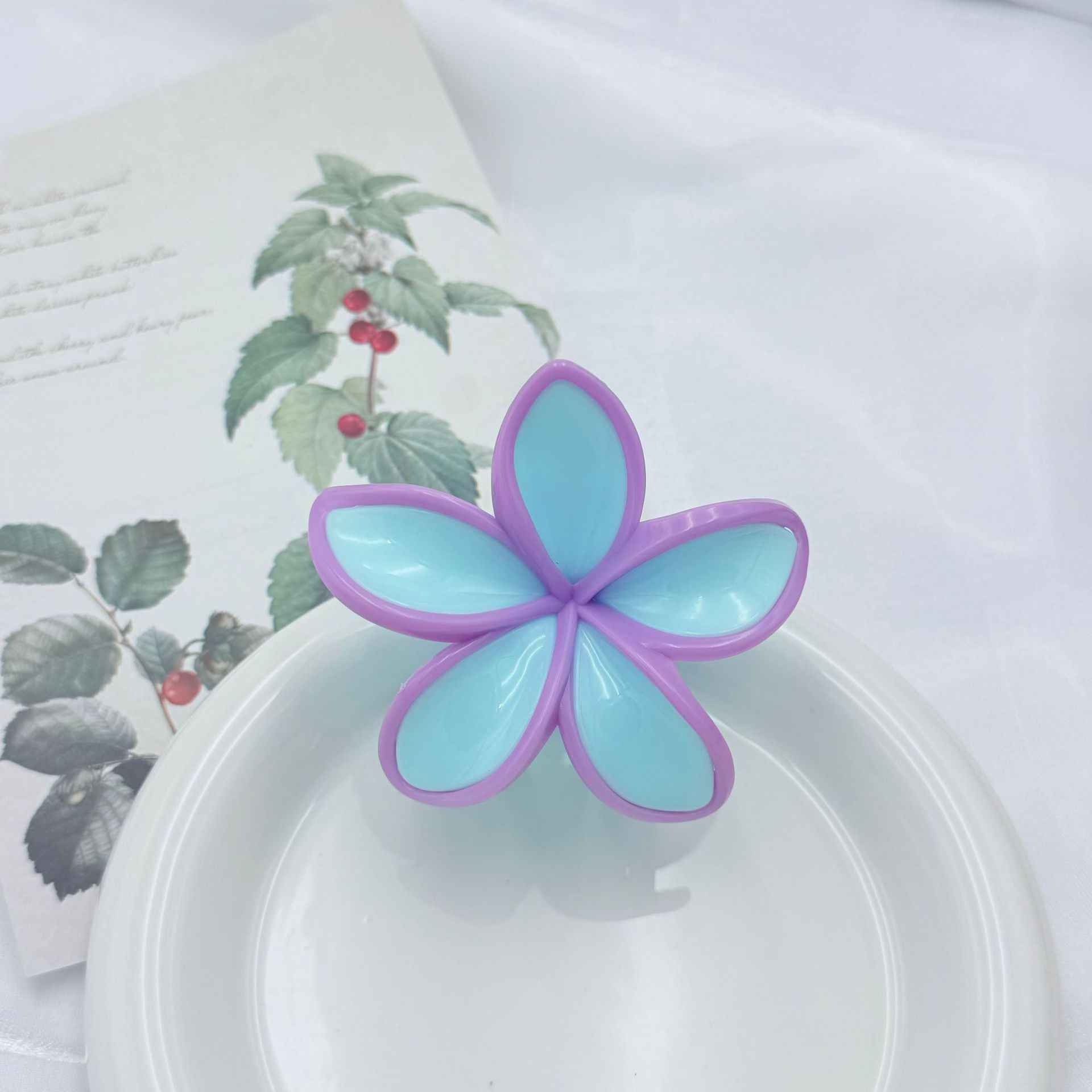 韩版爆款ins拼接花朵抓夹质感高级温柔半扎百搭发饰女鲨鱼夹详情10