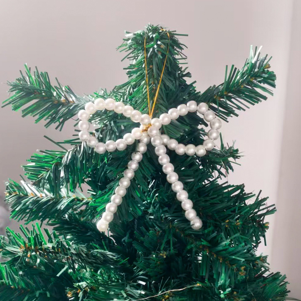 Cross-border Christmas pearl bow pendant, Christmas tree pendant, handmade small pendant, festive atmosphere decoration pic 6