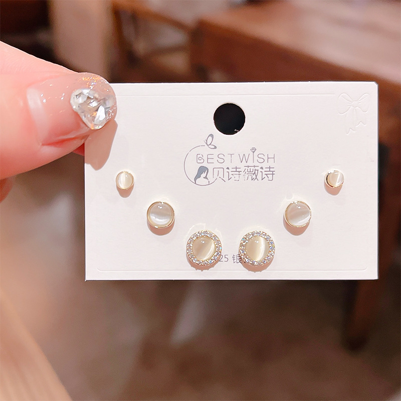 高品质感s925银针锆石6件套装小耳钉 女韩版简约气质三对耳钉批发详情20