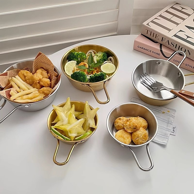 Korean-style ins stainless steel French fries bowl, fried chicken bowl, Western snack bowl with handle, anti-drop, fruit dessert salad bowl pic 5