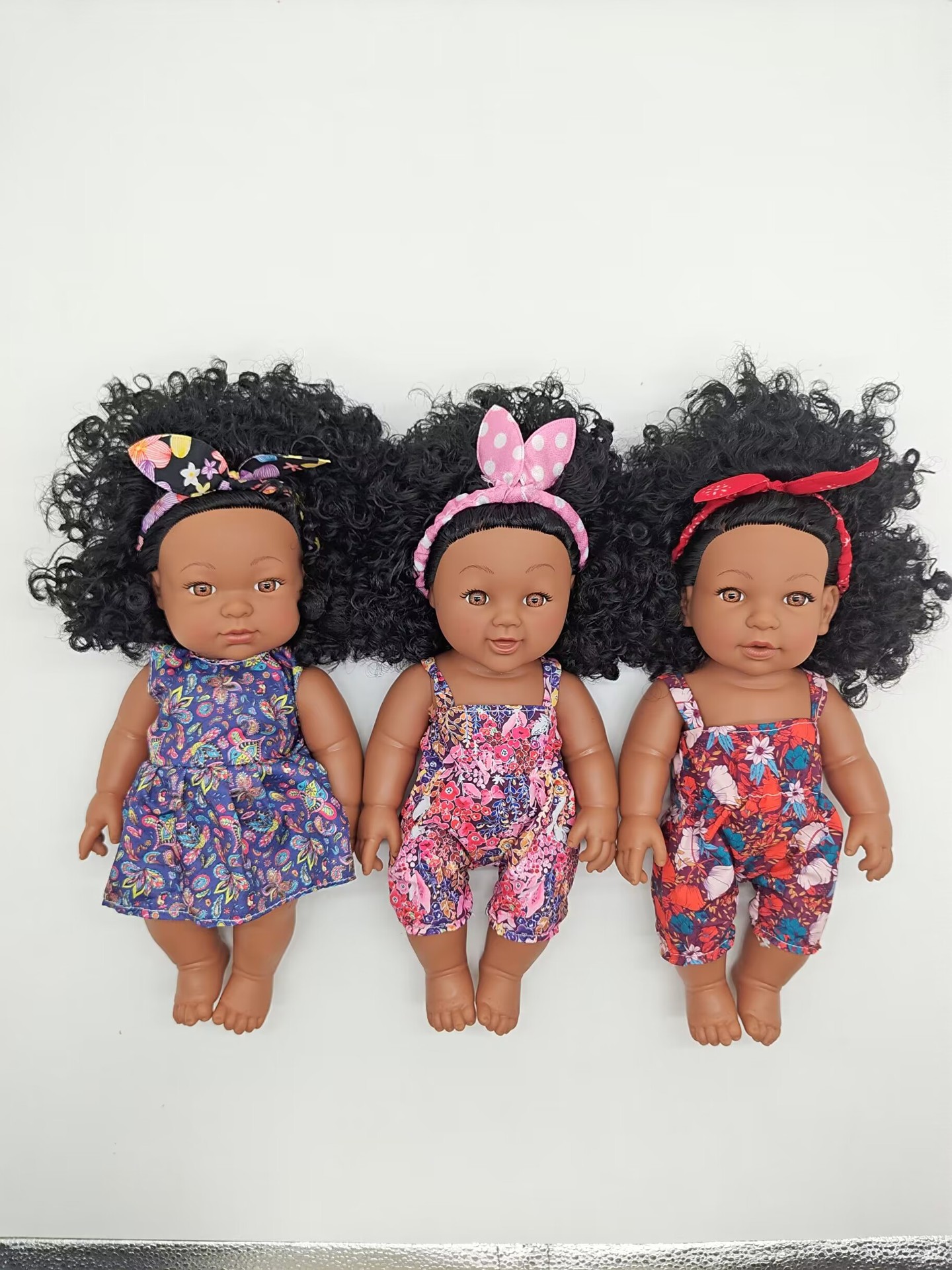 18-33CM Black doll, full-body vinyl rebirth doll, soft vinyl simulation baby, African doll, music doll pic 28