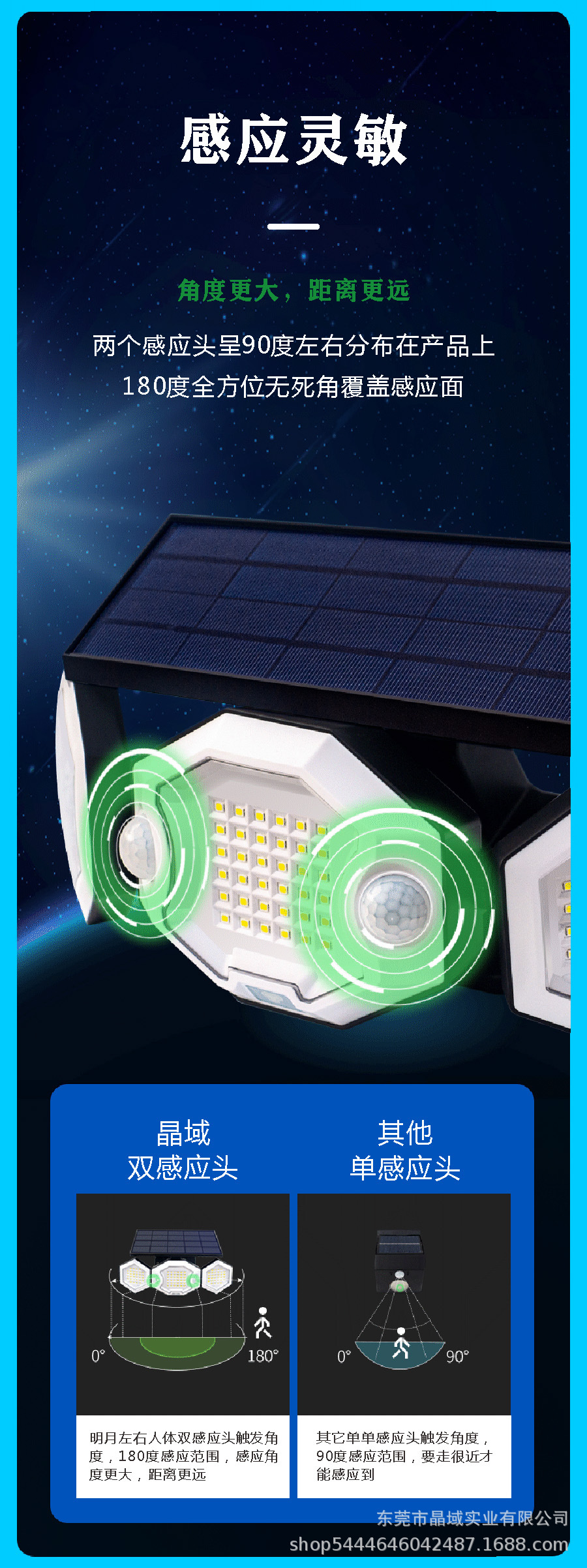 Solar lamps, outdoor garden lamps, human-sensing household garden waterproof wall lamps, three-head ultra-bright street lamps pic 10