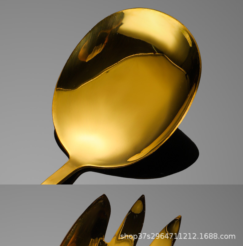 跨境410不锈钢加长沙拉勺沙拉叉酒店餐厅大号沙律勺叉公用勺叉详情3