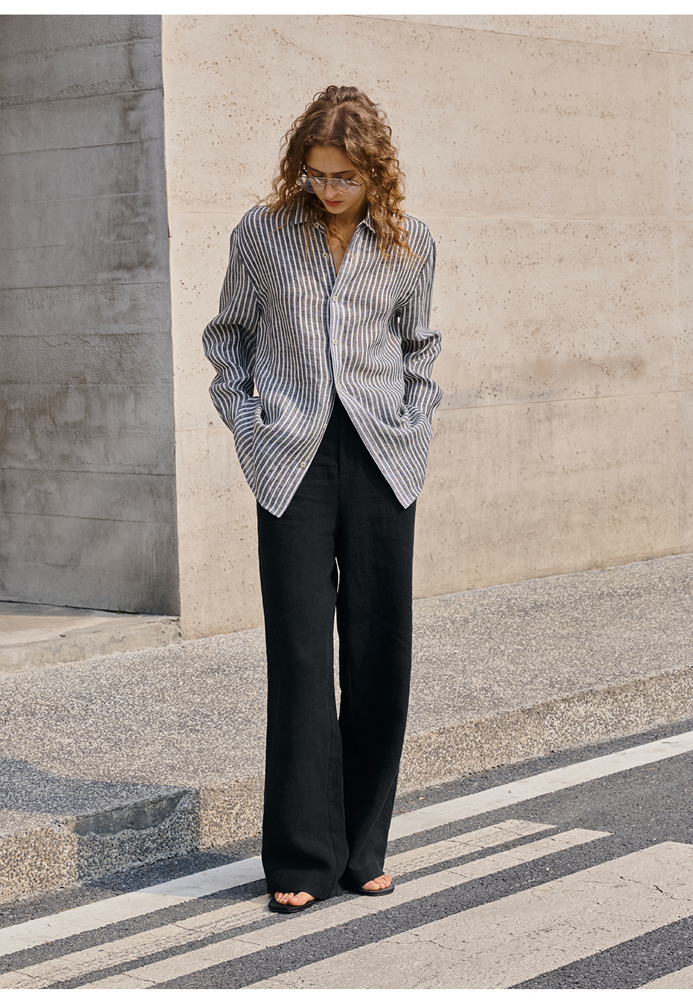 Linen loose straight-leg pants for commuting, long pants with a high-quality feel for old money, high-waisted fashionable linen casual pants for women in spring and summer pic 39