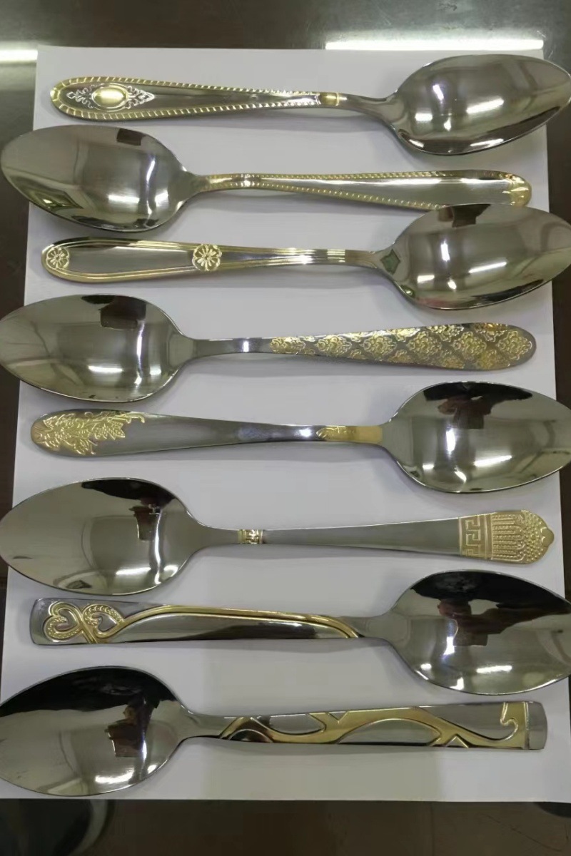 72-piece Western tableware set, 84-piece set, gold-plated Gong Yan stainless steel knife, fork and spoon gift box, wooden box pic 16