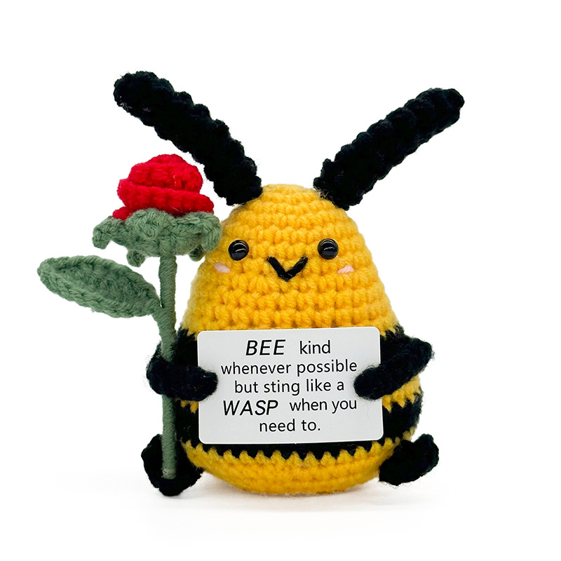 Cross-border finished hand-knitted dolls, bee-hugging small flowers, tulips, roses, cartoon and cute desktop ornaments pic 19