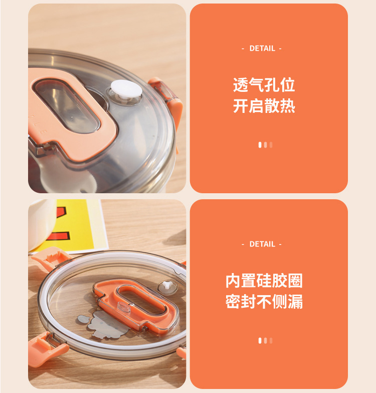 304 stainless steel cartoon lunch box, round with water filling and heating, student lunch box, portable outdoor fruit salad box pic 33