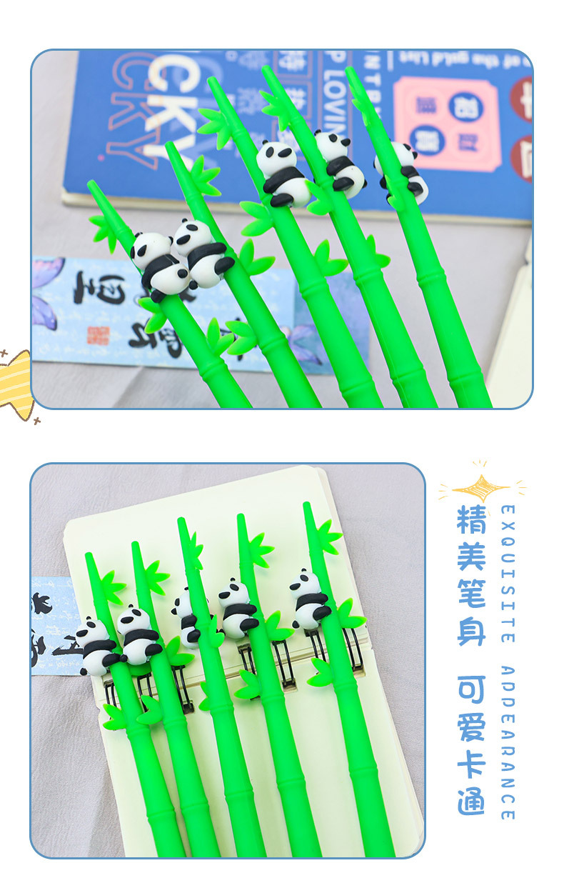 Creative cartoon panda bamboo needle gel pen, high appearance level, cute panda 0.38 black smooth signature pen pic 3