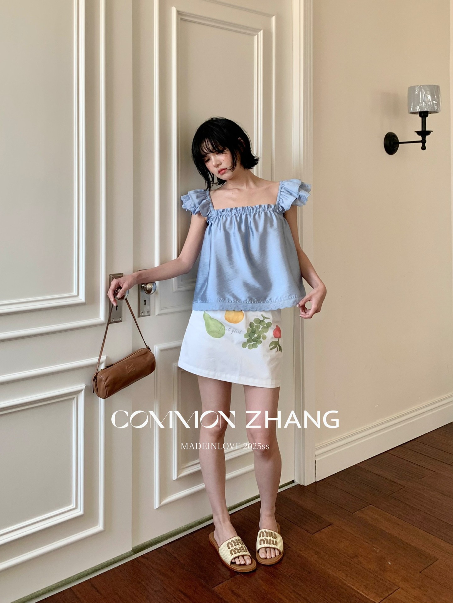 CZ ZHANG Summer Vacation Playful and youthful fruit-printed short skirt, low-waisted and versatile A-line skirt B22578 pic 13