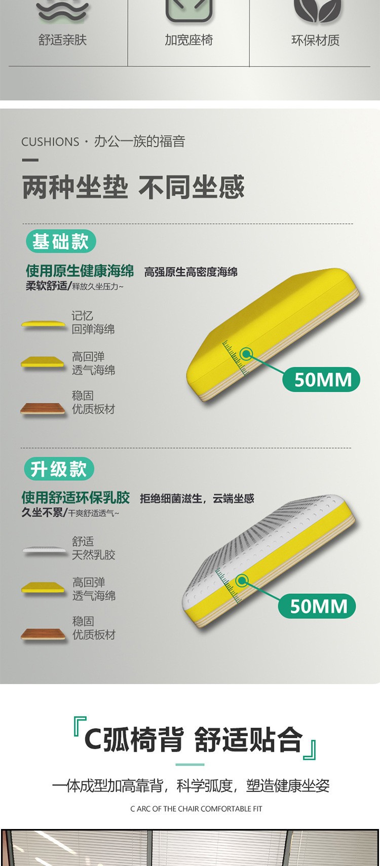办公椅电脑椅家用弓形椅书房书桌椅皮椅会议椅简约会客座椅职员椅详情2