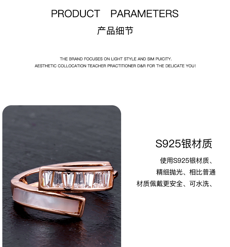 Zhuoheng selects cross-border geometric double-layer cross-zirconia earrings for women. Simple and unique design, high-end light luxury S925 sterling silver ear buckles pic 7