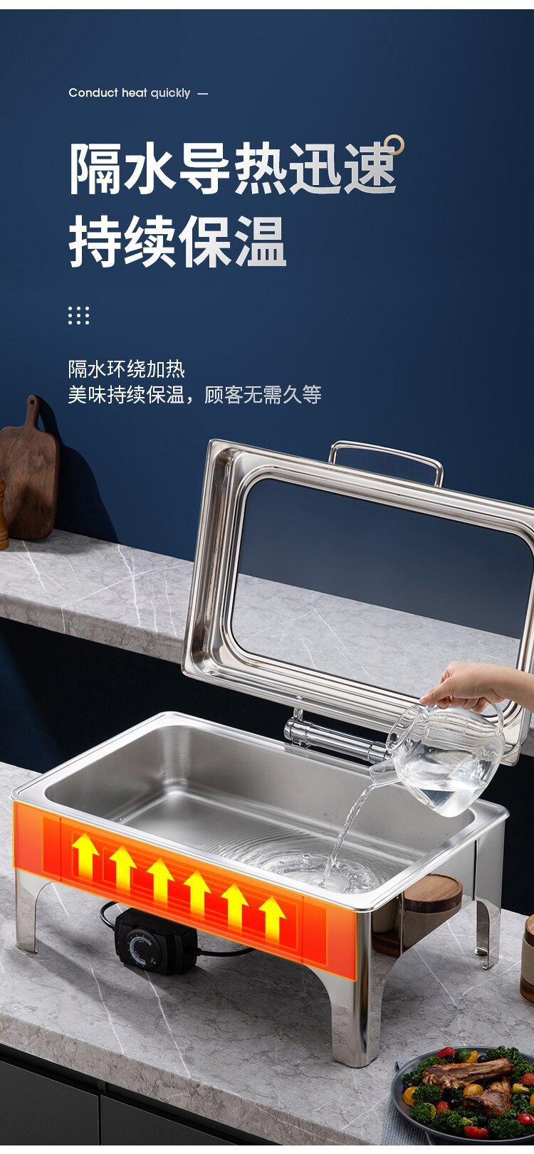 201 stainless steel buffet stove, household insulated hotel thickened gold-plated alcohol stove manufacturer wholesale, cross-border pot and meal pic 16