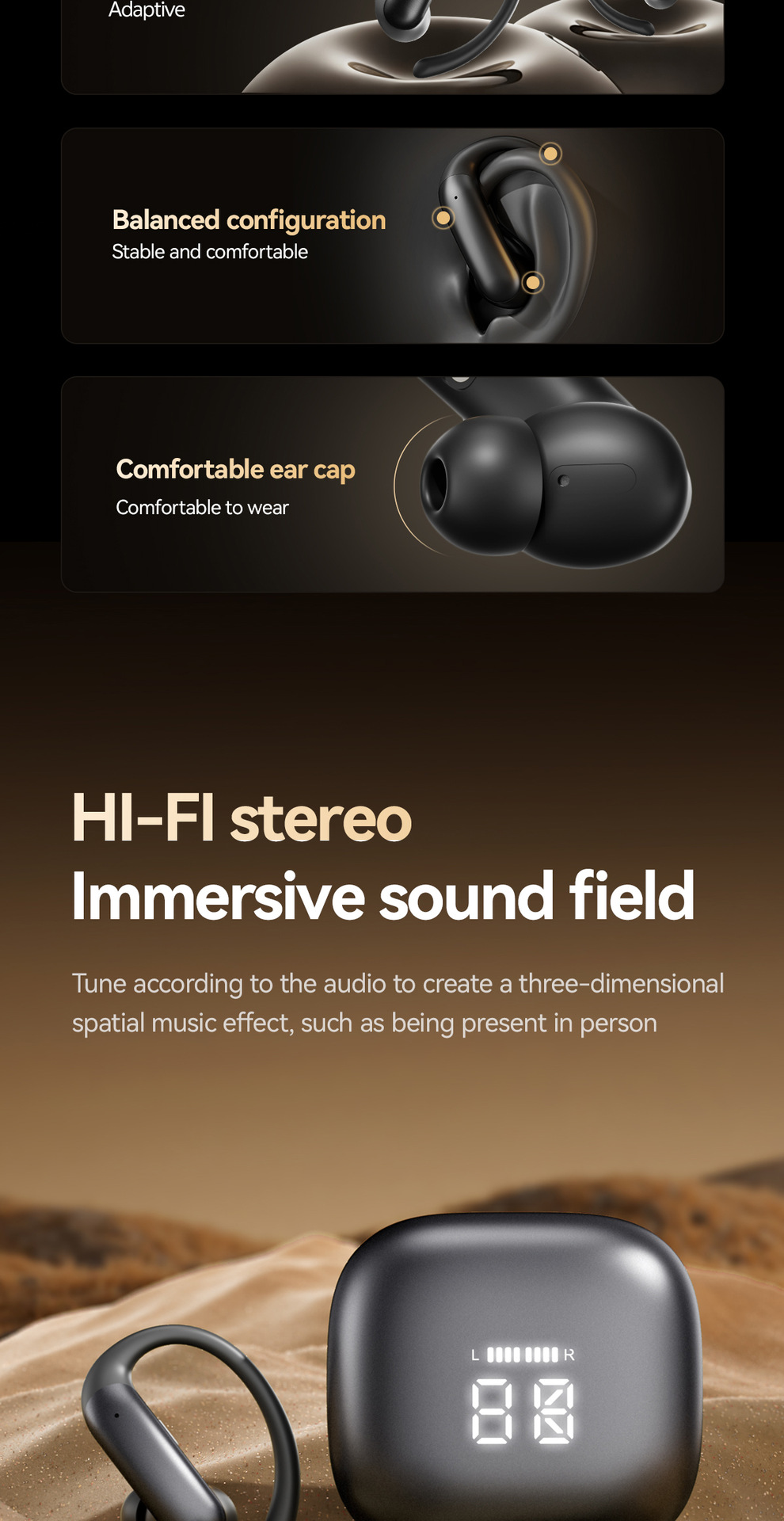 New smart cross-border model M145 ear-hanging OWS in-ear open Bluetooth headphones with digital display and private mold noise reduction pic 7