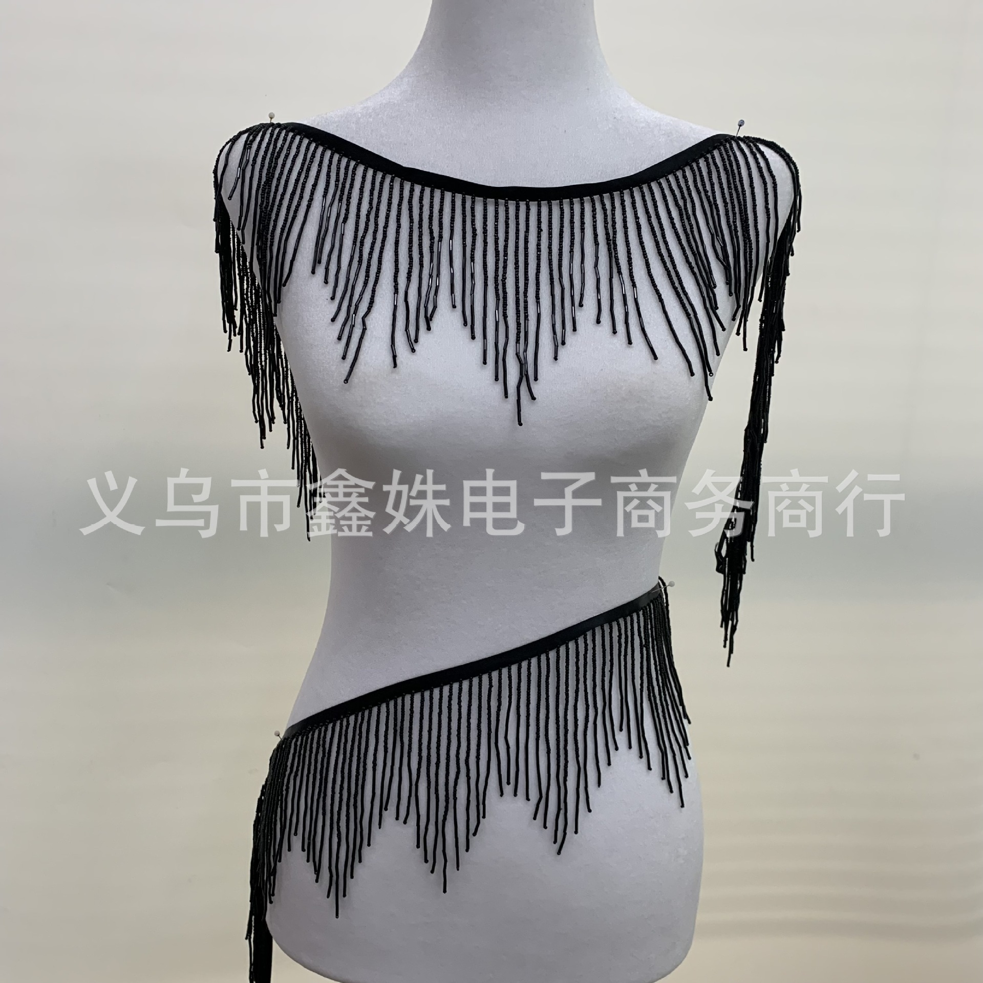 Glass tube, two-color lace, beaded, dance costume, tassel beads, clothing accessories and accessories pic 11