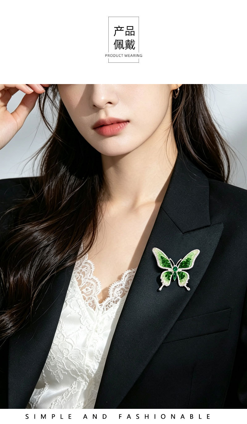 Source factory Forest-themed gradient crystal butterfly brooch, copper alloy micro-inlaid zircon light luxury high-end brooch clothing pic 13