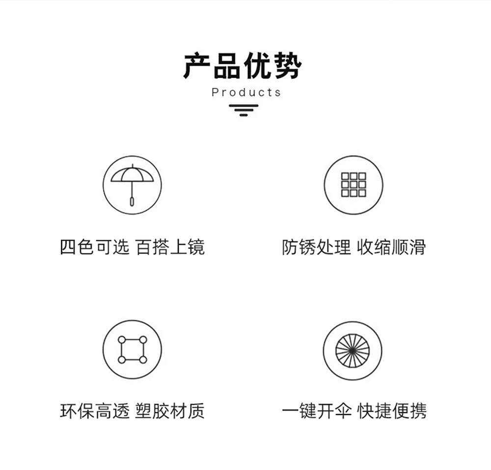 英伦塑料成人透明雨伞长杆弯柄时尚清新伞现货可印刷详情3