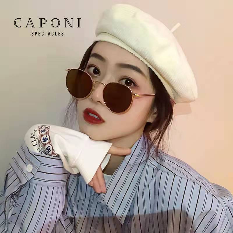 New fashionable sunglasses from Europe and America, high-end street style sunglasses for women, sunshade glasses, small round frame trendy metal sunglasses that show off the face pic 6