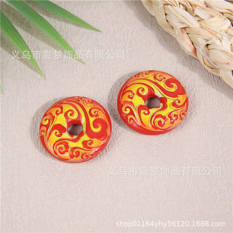 红砂彩绘唐卡葫芦吊坠批发朱砂水飞砂小狐狸狐仙平安扣项饰吊挂件详情9