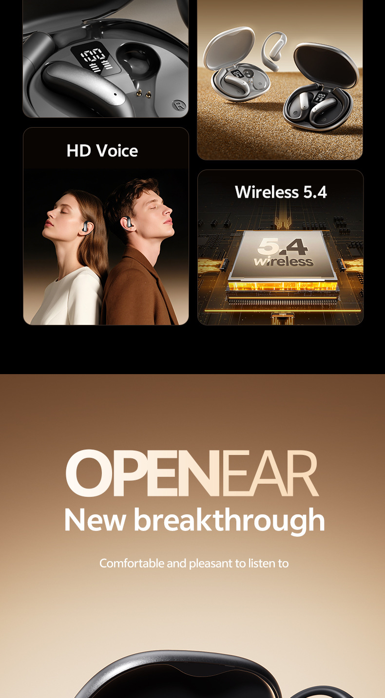 New product M129 Private mold OWS digital display non-in-ear Bluetooth headphones noise-cancelling wireless ear-hook smart headphones factory pic 5