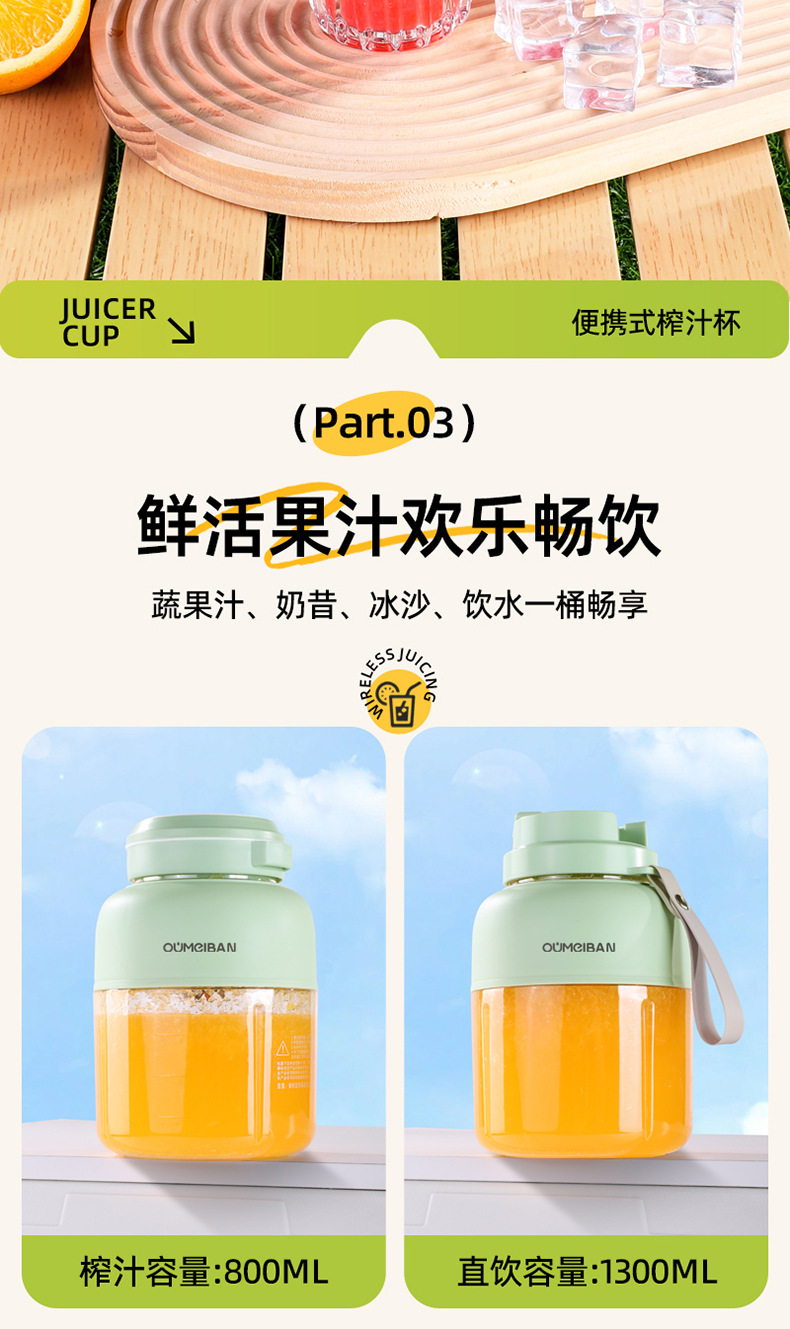 欧美邦榨汁机便携式小型碎冰多功能鲜榨大容量迷你家用无线果汁机详情24