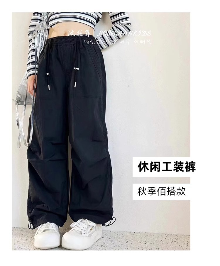 女童工装裤春秋款2025新款儿童潮酷穿搭秋装阔腿裤女大童秋季裤子详情2