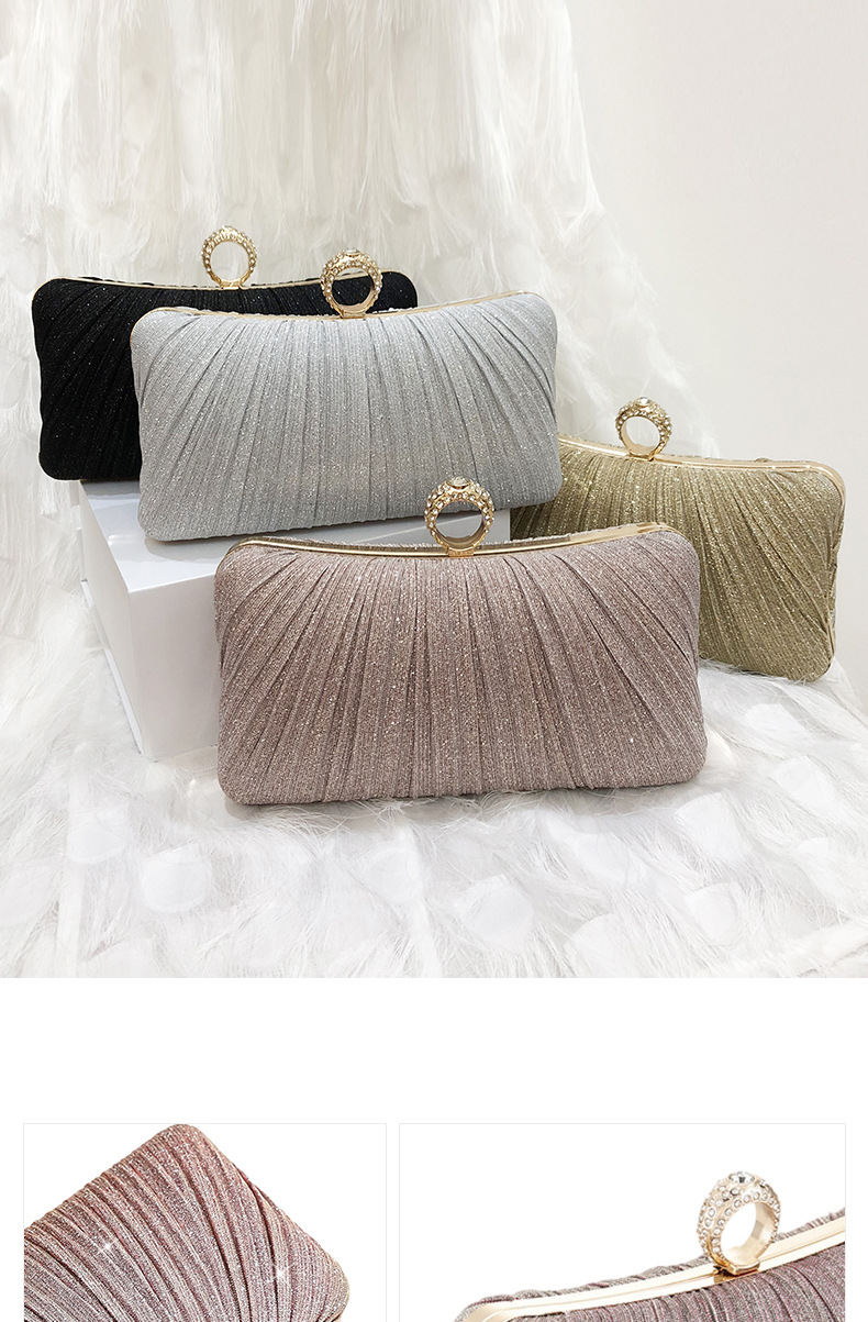 新款晚宴包褶皱手拿包晚装包新中式宴会包女士斜跨百褶礼服旗袍包详情4