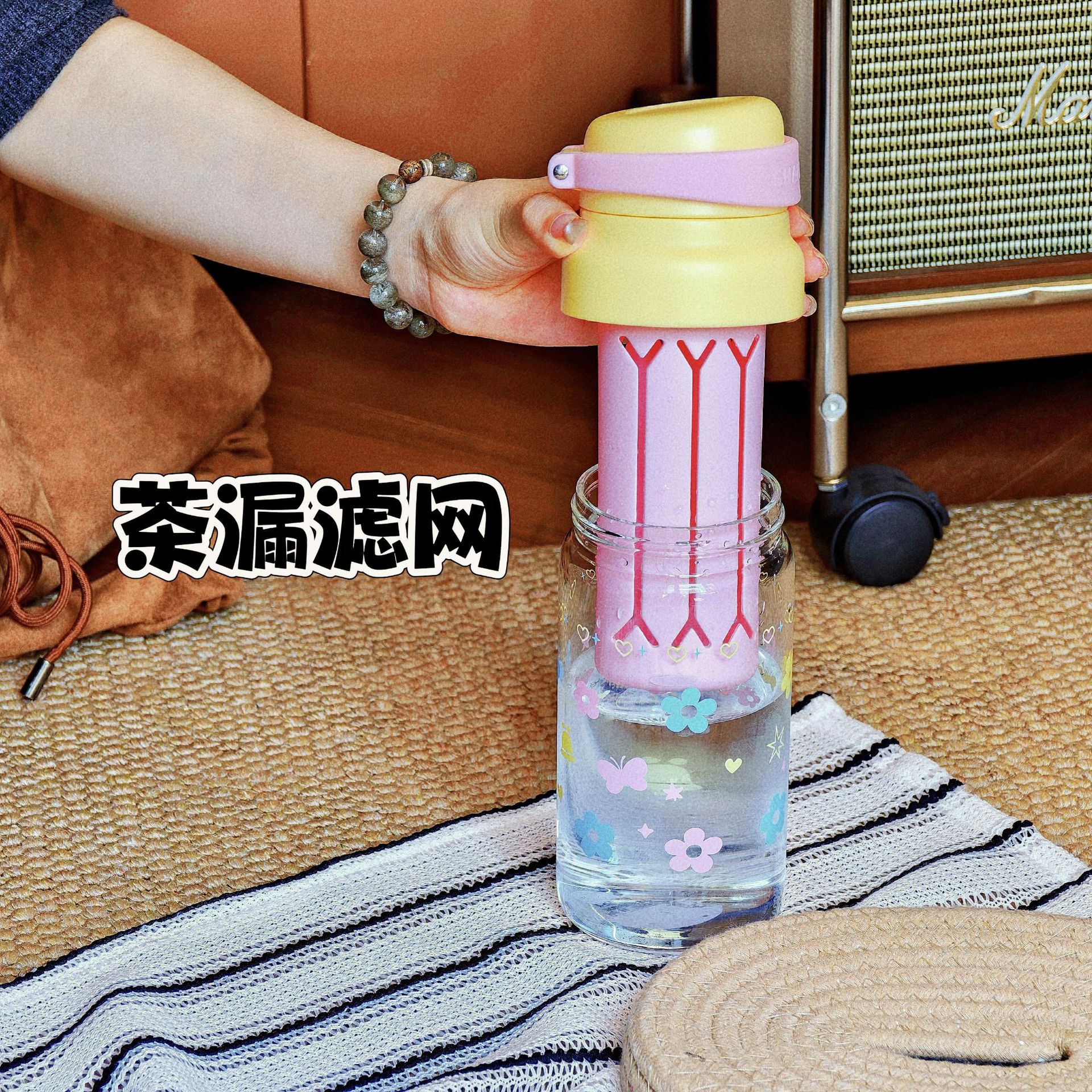 新款女生玻璃杯高颜值泡茶夏天吸管杯耐高温带滤网便携水杯礼品详情6